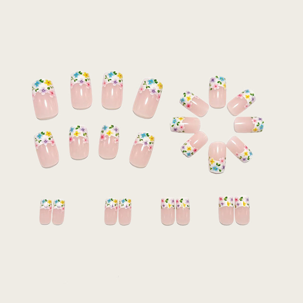 Artistic Nail Extensions with Colorful Flower Designs Kalsten