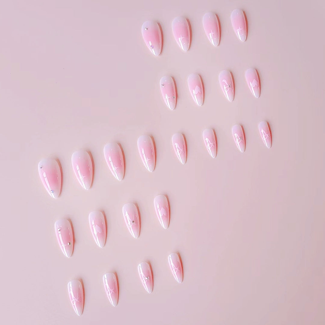 Artificial nail set with romantic heart design and embellished accents Kalsten