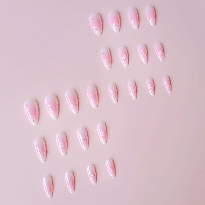 Artificial nail set with romantic heart design and embellished accents Kalsten