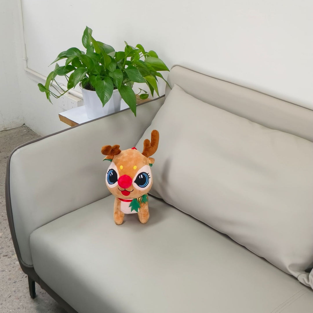 Plush reindeer with Christmas hat