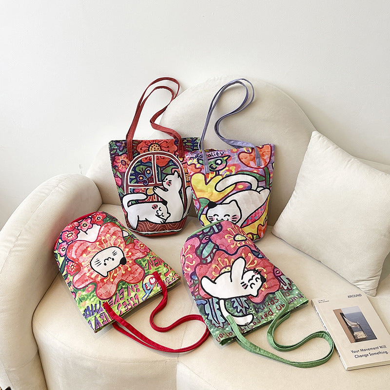 Fun Artistic Cat-Themed Tote Bag Kalsten