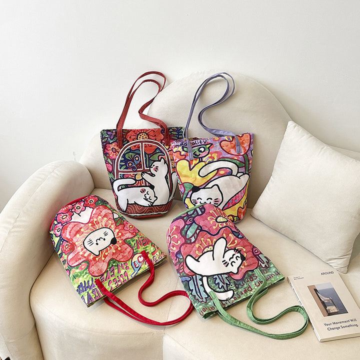 Fun Artistic Cat-Themed Tote Bag Kalsten