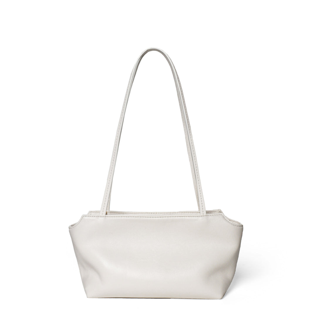 Structured Pebbled Faux-Leather Trapezoid Shoulder Tote with Double Slim Straps