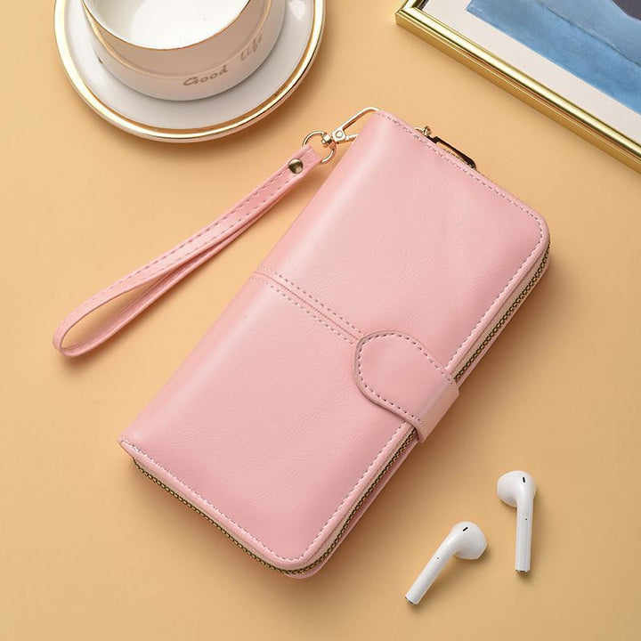 Slim Double-Zippered Wallet with Wrist Strap Kalsten