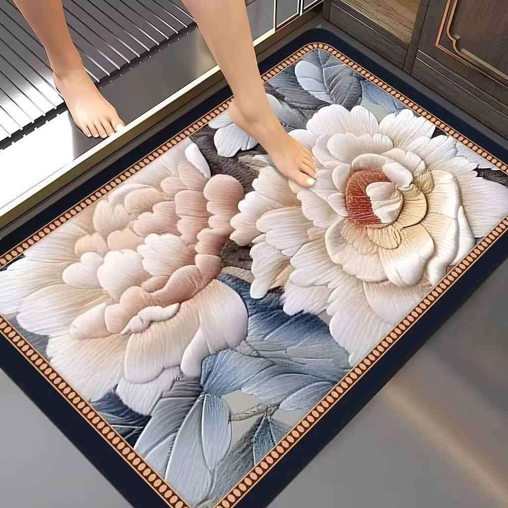 Floral-Embossed Memory Foam Bath Mat Kalsten