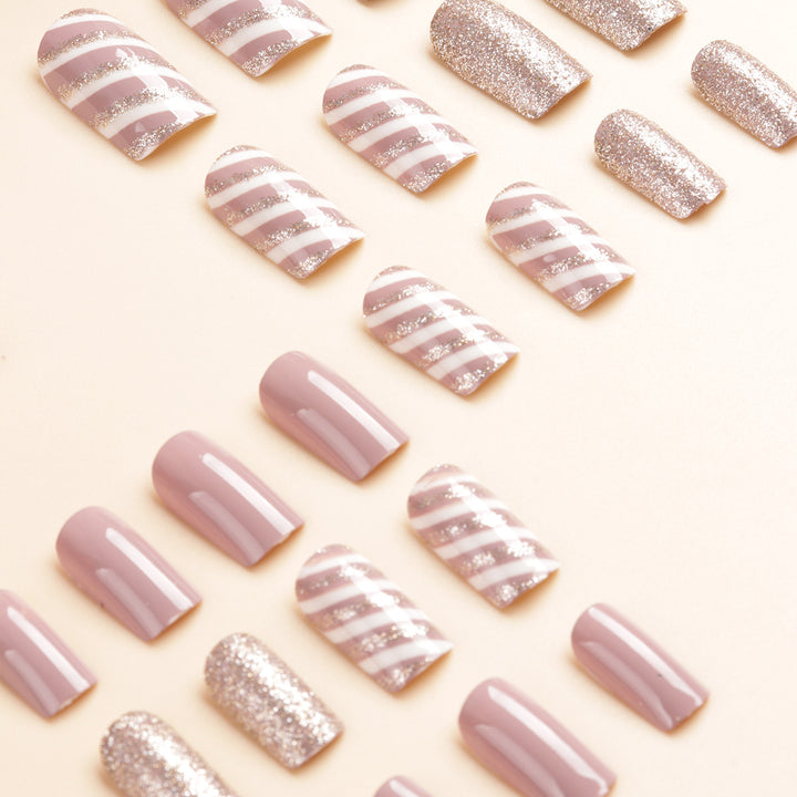 Glittery Press-On Nail Tips Set Kalsten