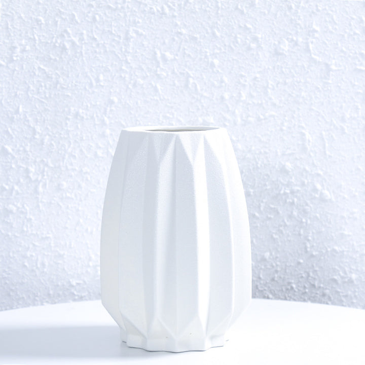 Textured Geometric Ceramic Flower Vase Kalsten