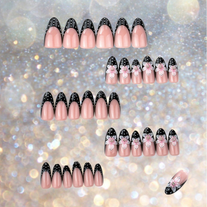 Artistic Press-On Nail Set with Floral Accent Kalsten