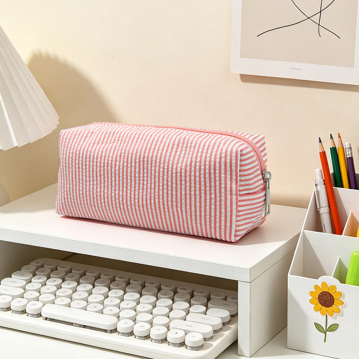 Striped Zippered Pencil Case Bag Kalsten