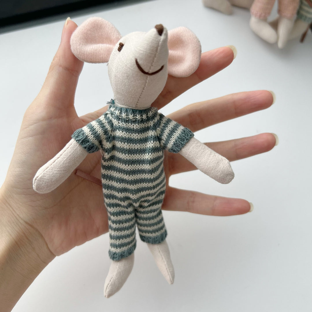 Handmade Linen Long-Limbed Bunny Doll with Embroidered Carrot Overalls
