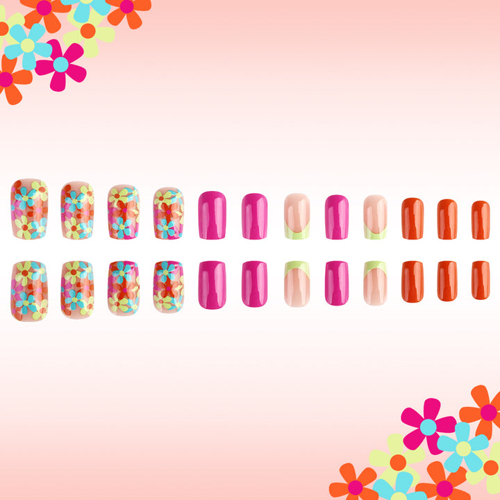 Fun Floral Press-On Nail Art Kalsten