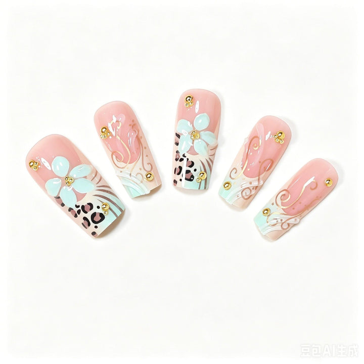 Decorative Long Press-On Nail Design Kalsten