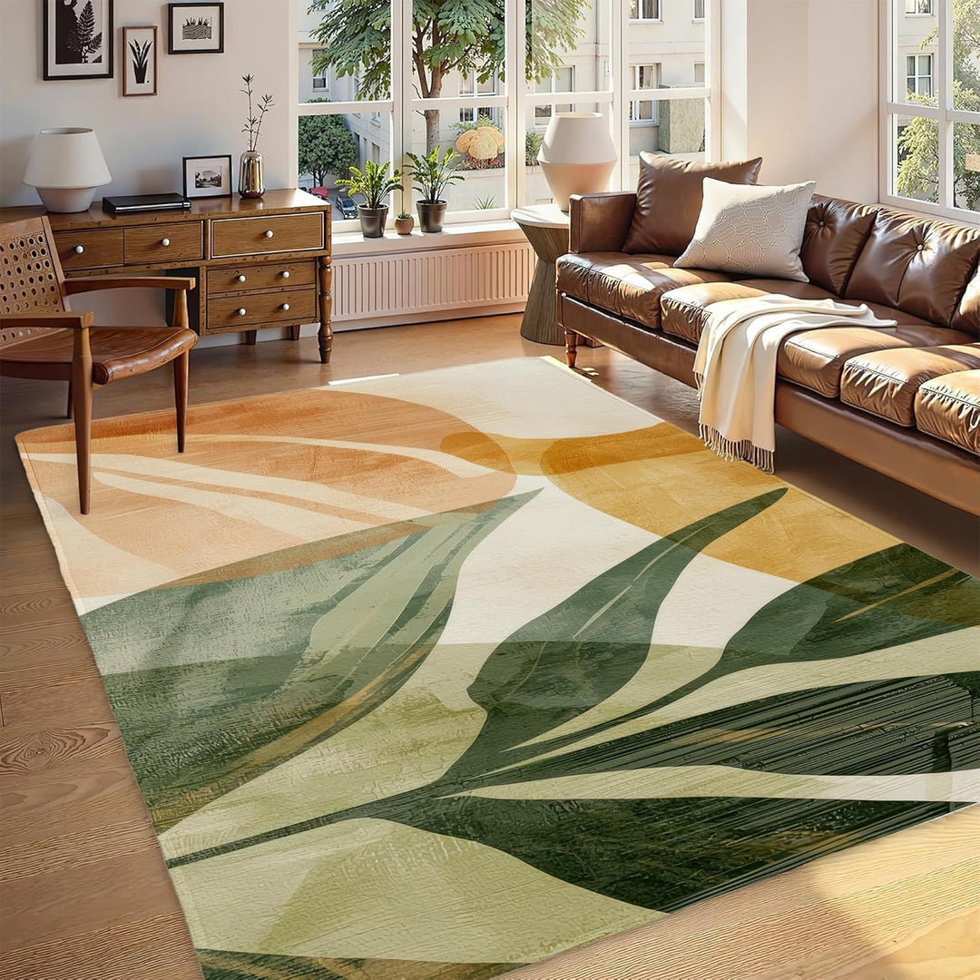 Abstract Leaf Print Area Rug