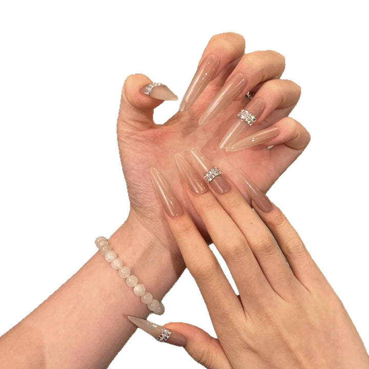 Stiletto Nail Art Tips with Rhinestone Accents Kalsten