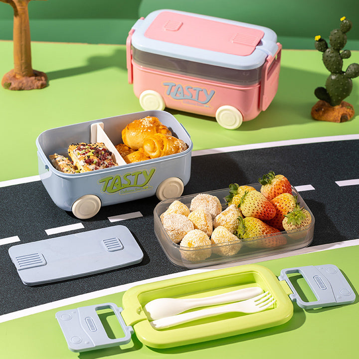 Multilevel Food Storage Container with Integrated Utensil Compartments