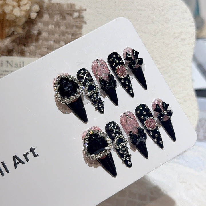 Gothic-Inspired Decorative Press-On Nail Art