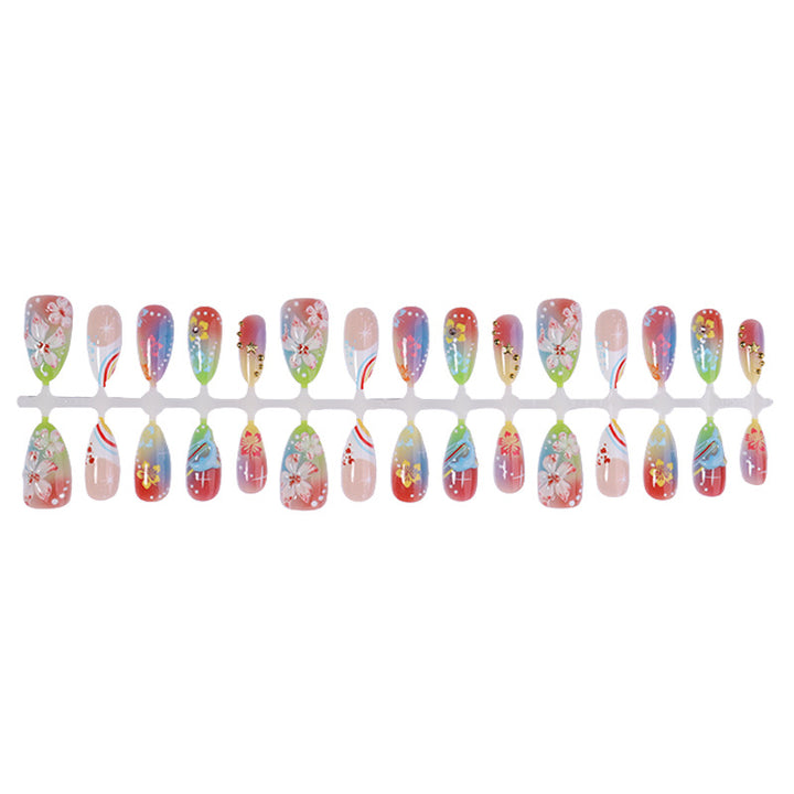 Nail set with creative flower and rainbow patterns Kalsten