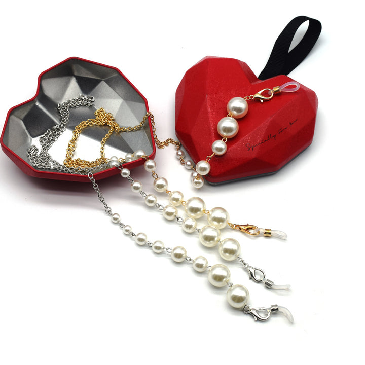Elegant Pearl and Silver Eyewear Chain Kalsten