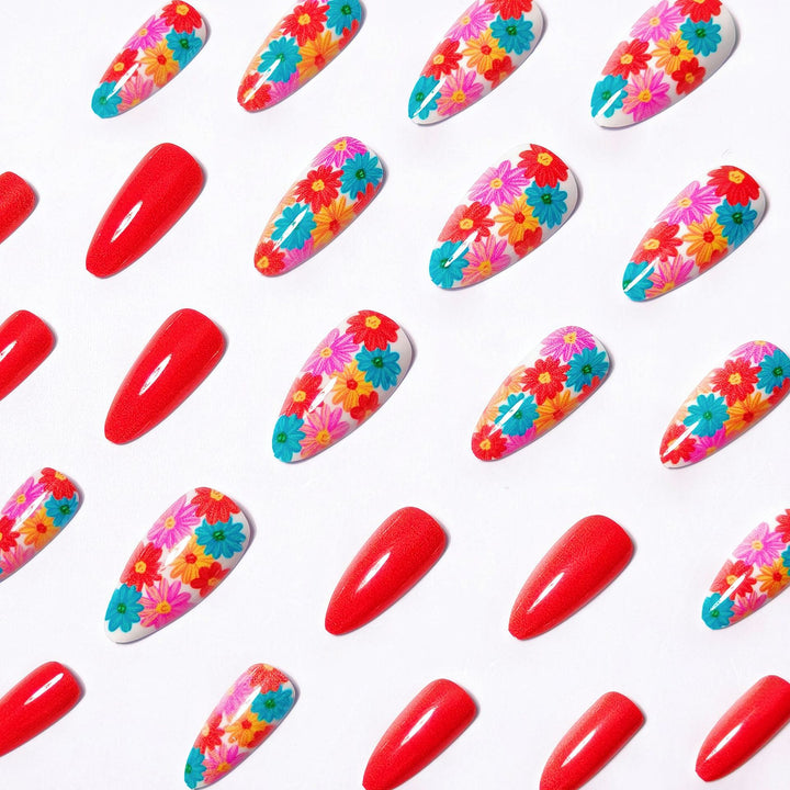 Artificial nails with Lively Flower Design Kalsten