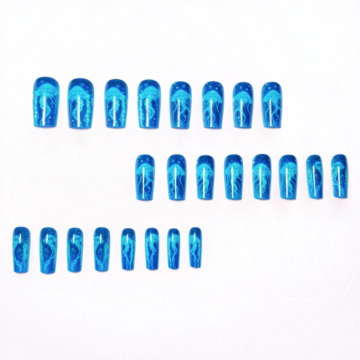 Glittering artificial nails with luminous jellyfish motif Kalsten
