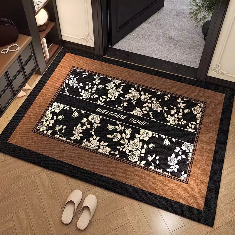 Welcome Mat with Decorative Geometric Border