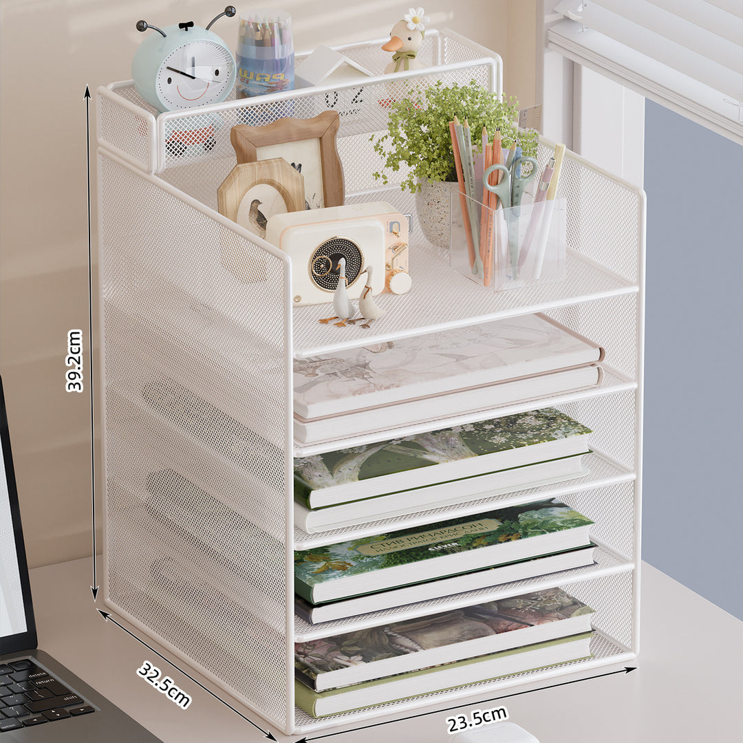 Multi-Tiered Mesh Desktop Organizer with Document Holders Kalsten