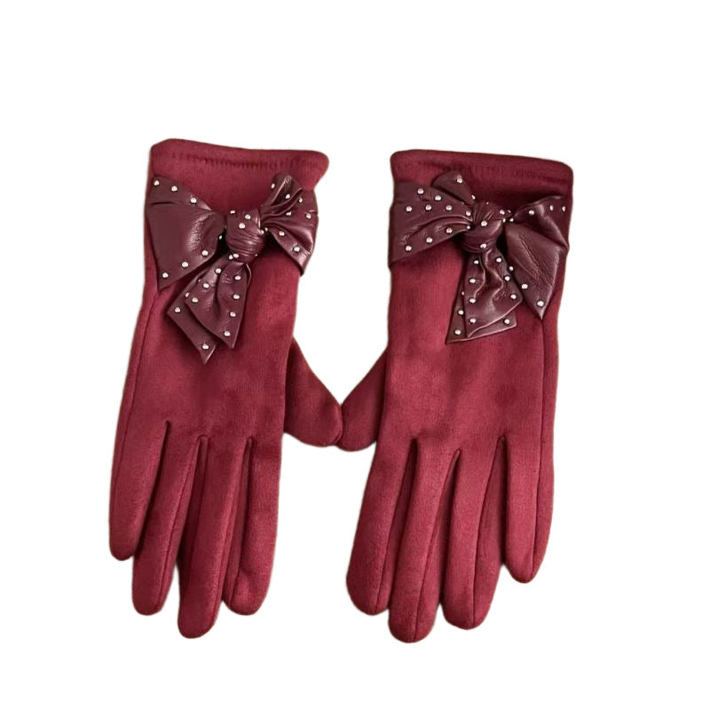 Elegant Bow-Embellished Touchscreen Gloves Kalsten