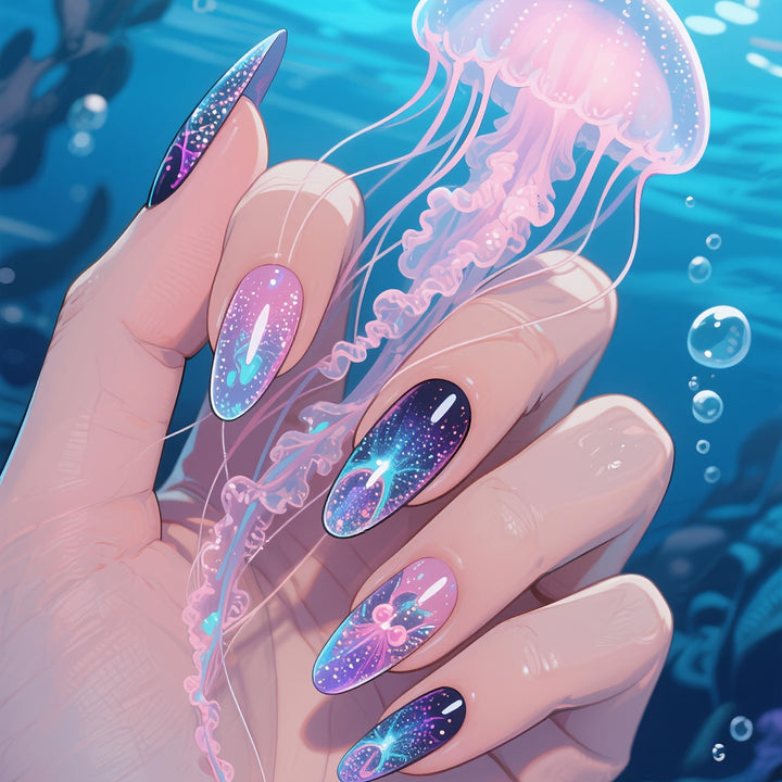 Artificial nails with glittering underwater motif Kalsten