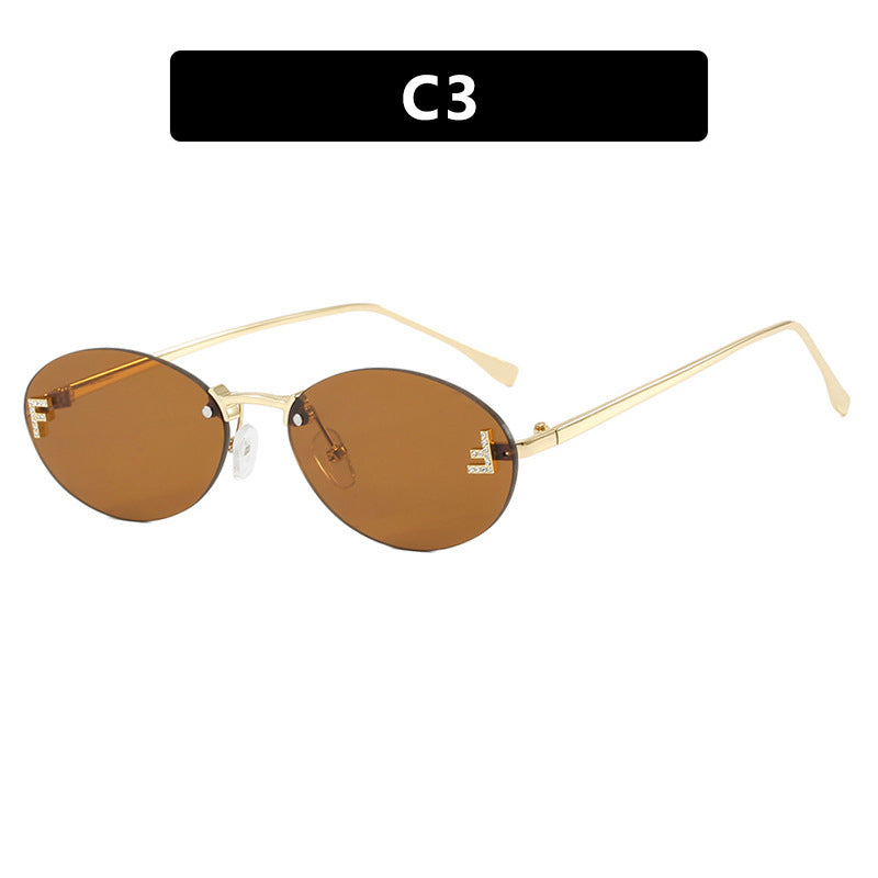 Women's fashionable sunglasses with elegant, round lenses and delicate metal frame Kalsten