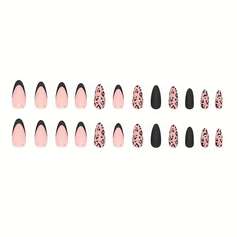 Acrylic nail set with glamorous leopard pattern and elegant accents Kalsten