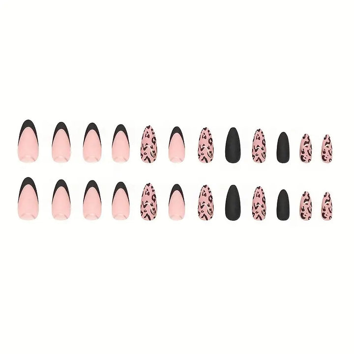 Acrylic nail set with glamorous leopard pattern and elegant accents Kalsten