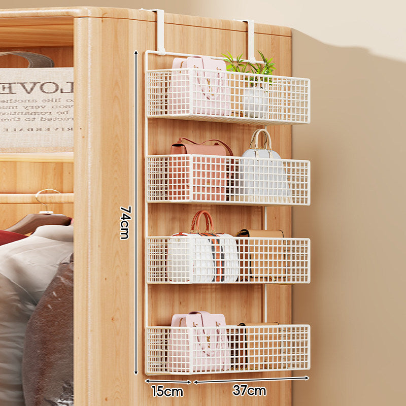 Over-the-Door Multi-Tier Metal Grid Hanging Storage Organizer