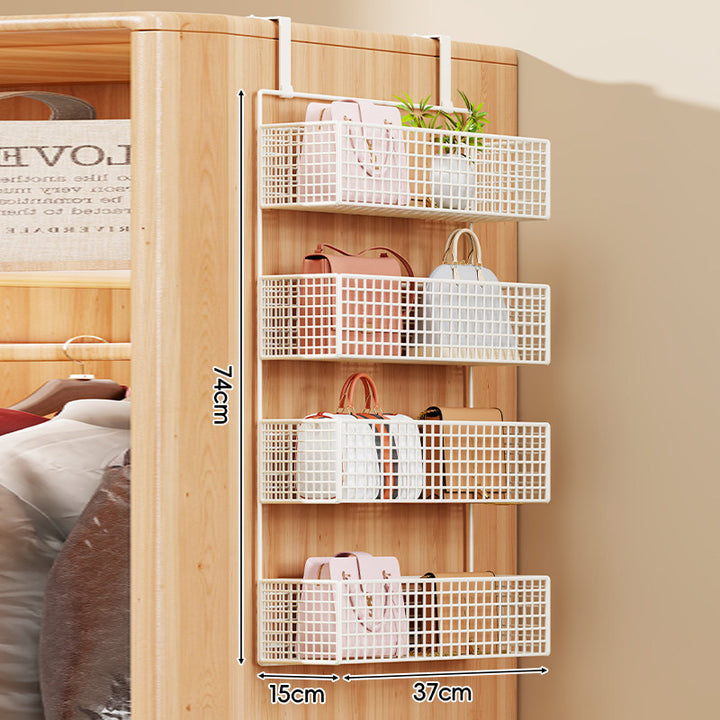 Over-the-Door Multi-Tier Metal Grid Hanging Storage Organizer