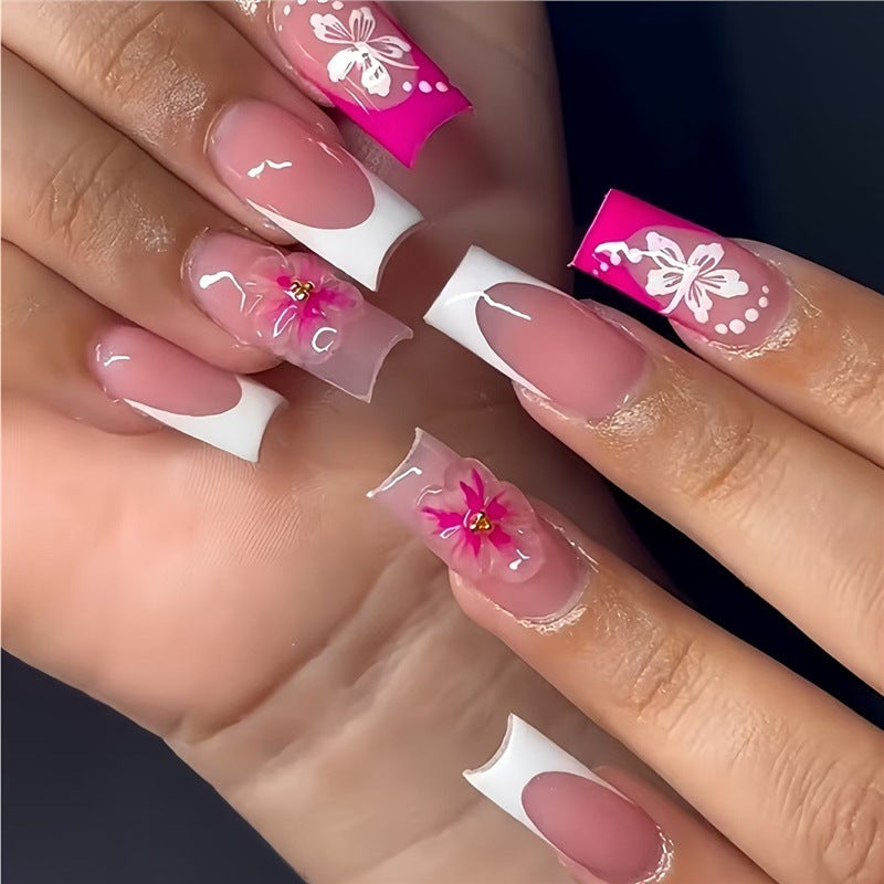 Floral Accent Decorative Press-On Nails Kalsten