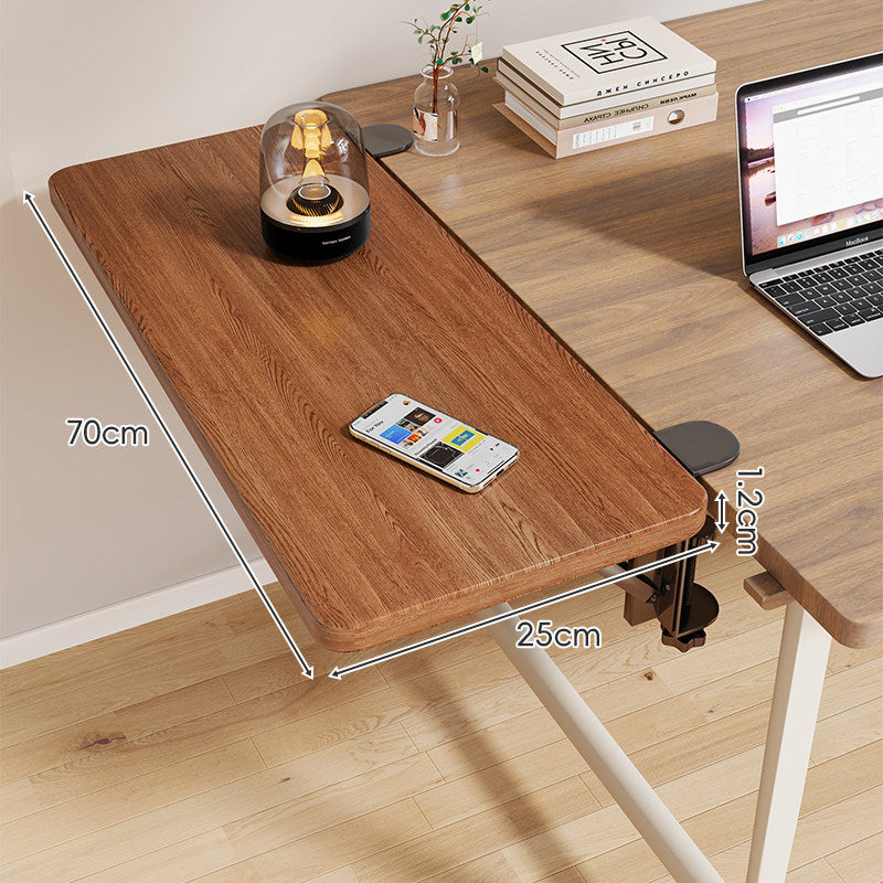 Clamp-On Adjustable Wooden Desk Side Shelf Extension with Foldable Bracket