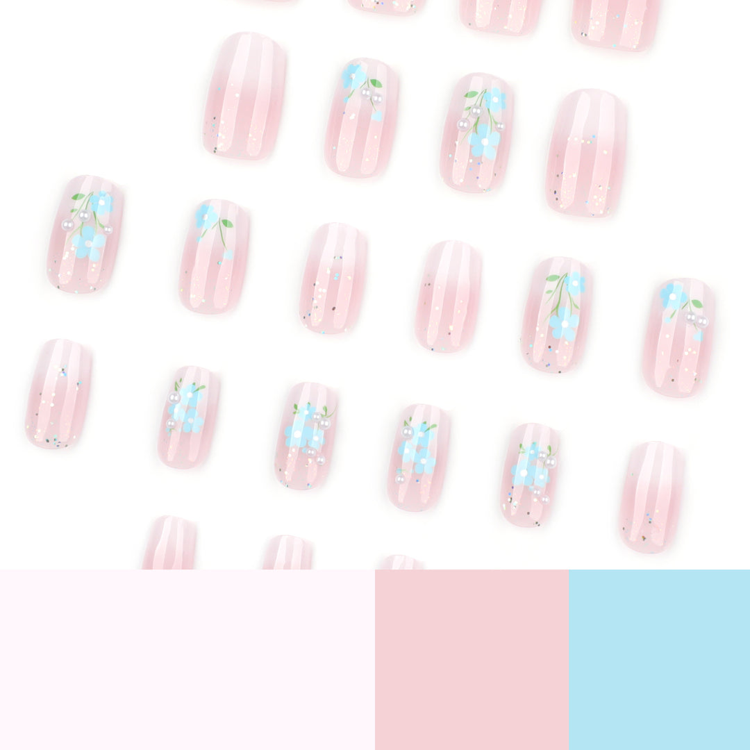 Artful nail extensions with floral design Kalsten