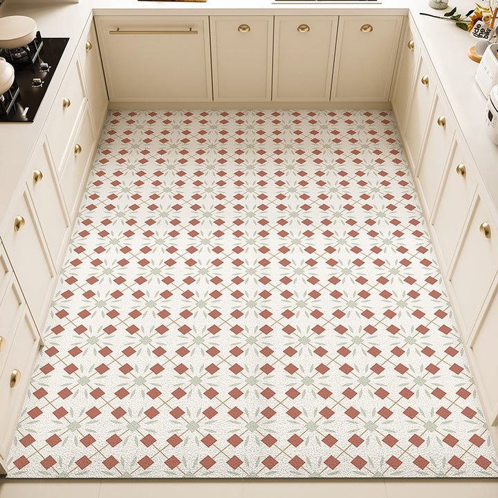 Floral Pattern Kitchen Rug