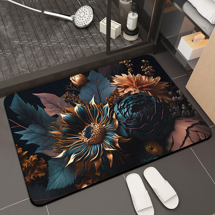 Floral Design Memory Foam Bath Mat Kalsten
