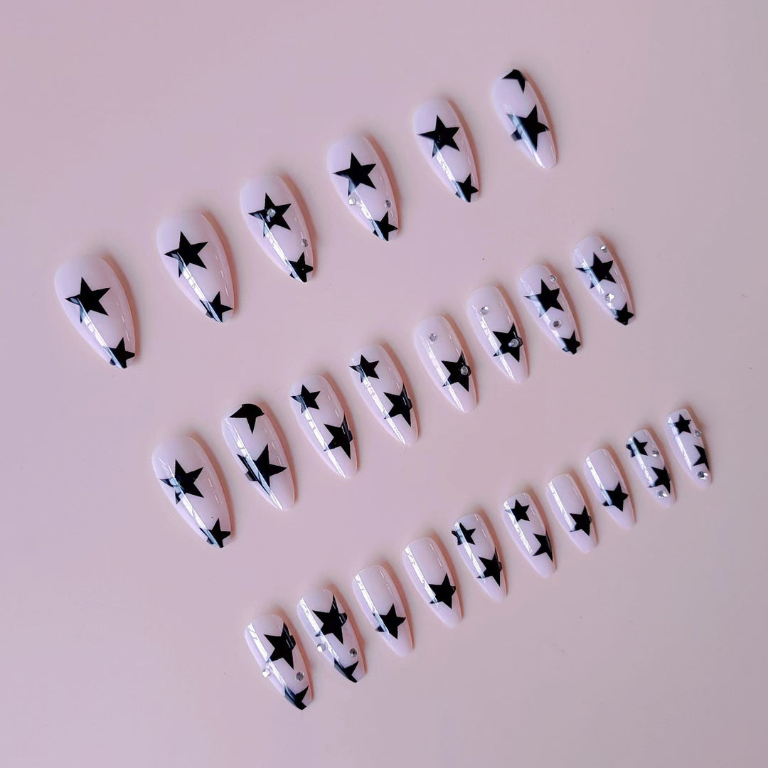 Star-Embellished Stiletto Nail Art Extensions Kalsten