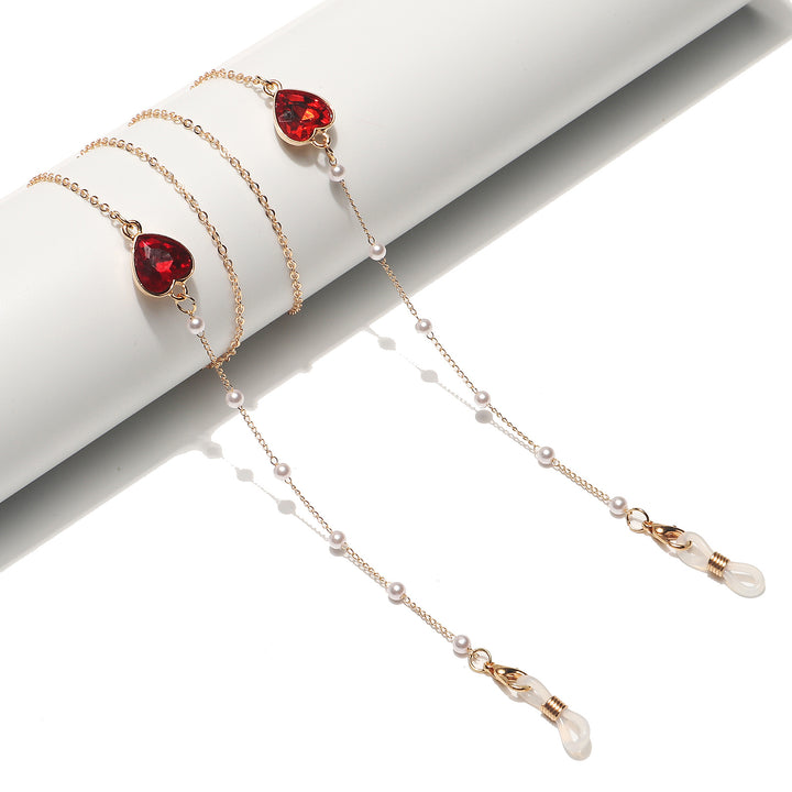 Heart-Shaped Crystal Eyewear Chain Kalsten