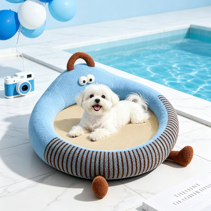 Unisex nan round padded cat and small dog bed with raised edge and sisal sleeping area Kalsten