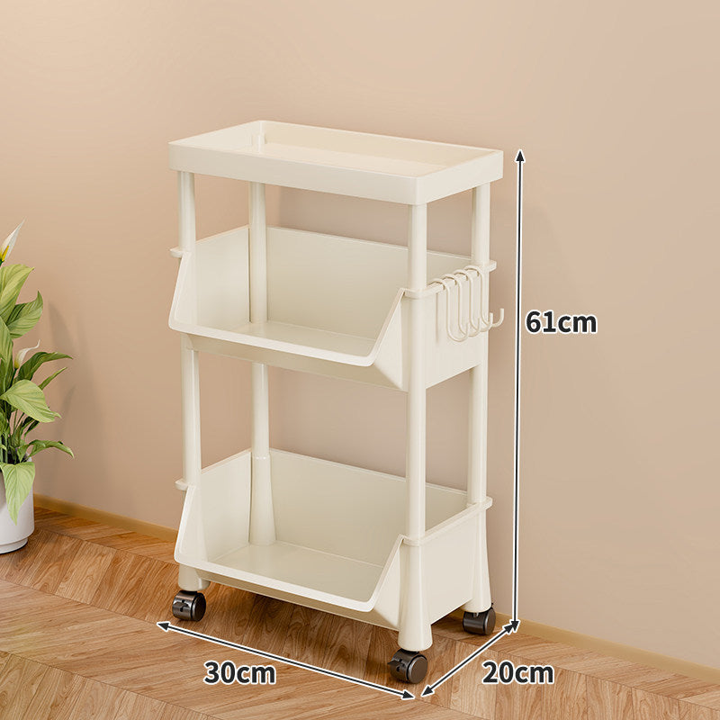 Slim Four-Tier Rolling Storage Cart with Stacking Open Bins