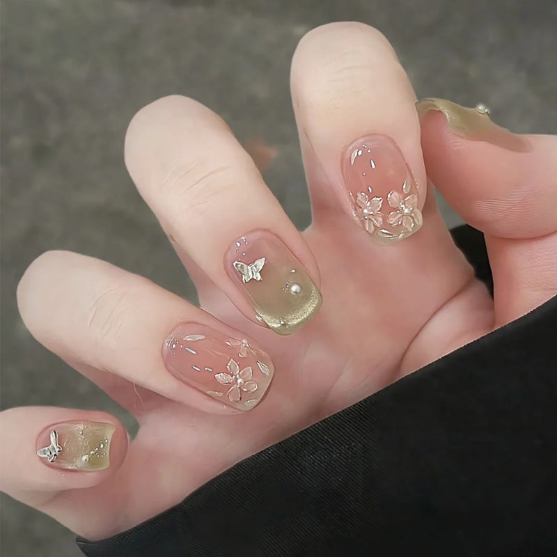 Floral Butterfly Press-On Nail Art Kalsten