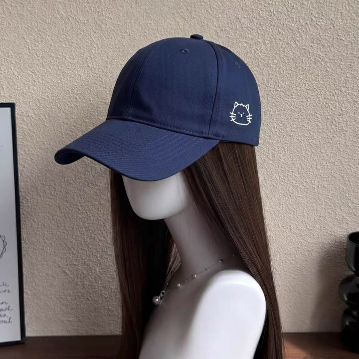 Embroidered Cat Graphic Baseball Cap