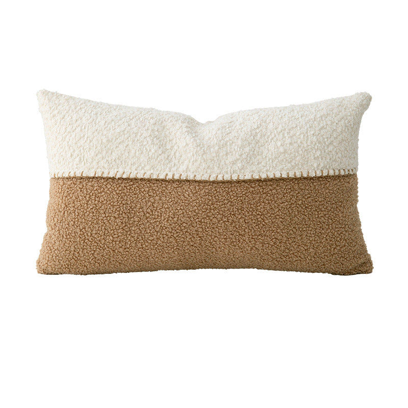 Decorative bouclé pillow with teddy fleece structure and decorative stitching Kalsten