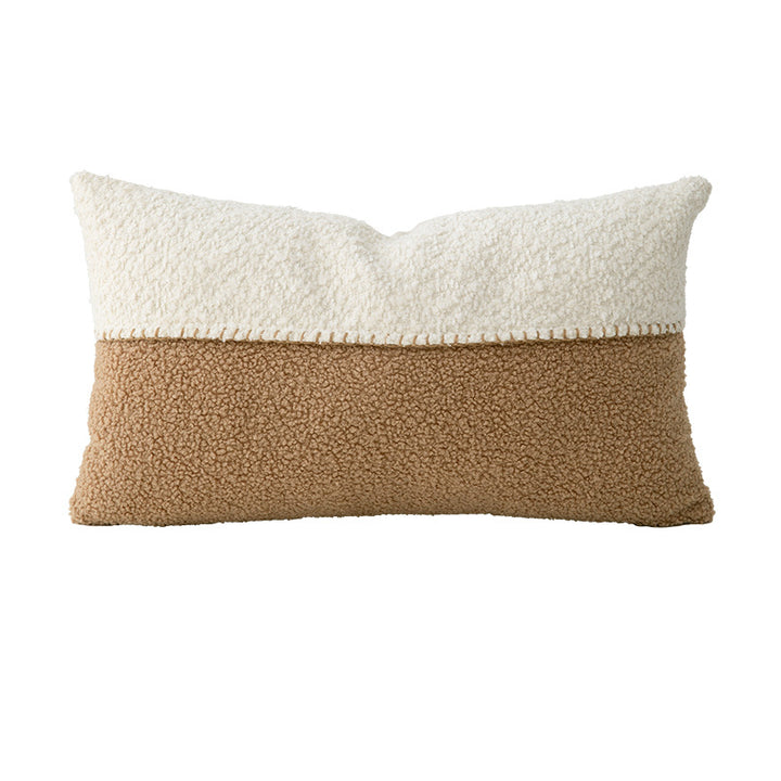 Decorative bouclé pillow with teddy fleece structure and decorative stitching Kalsten