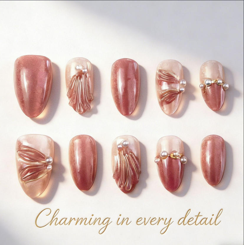 Acrylic nail set with elegant decorations Kalsten