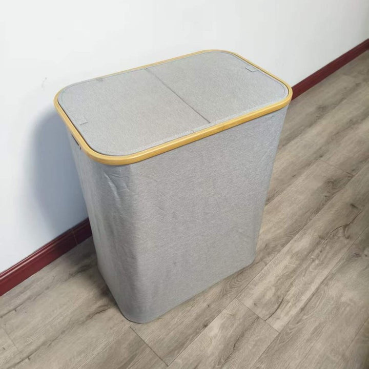Laundry separation system with bamboo lid and multiple compartments Kalsten
