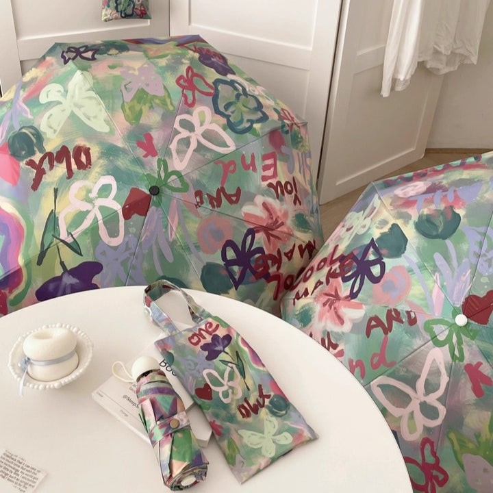 Ladies Foldable Rainbow Retouch Rain Umbrella Kalsten