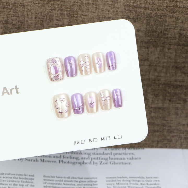 Decorative Press-On Nail Set with Artistic Designs Kalsten